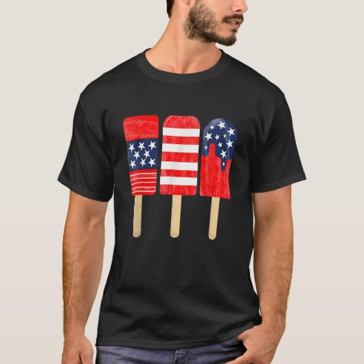 4th of July Popsicle Red White Blue American Flag T-shirt (Voorkant)