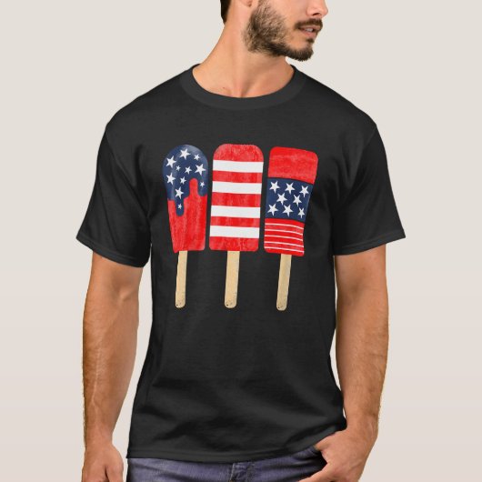 4th of July Popsicle Red White Blue American Flag  T-shirt (Voorkant)