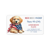 4th of July Puppy Dog Patriottische Terugkeer Adre Etiket (Voorkant)