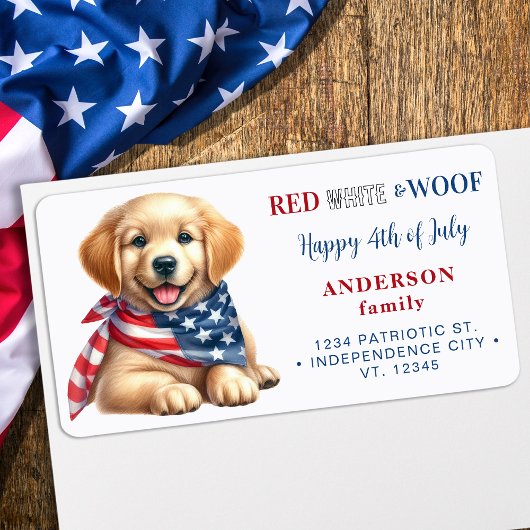 4th of July Puppy Dog Patriottische Terugkeer Adre Etiket