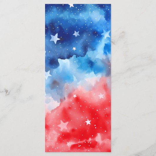 4th of July Red, White and Blue Patriotic Birthday Menu (Achterkant)