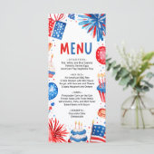 4th of July Red, White and Blue Patriotic Birthday Menu (Staand voorkant)