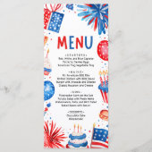 4th of July Red, White and Blue Patriotic Birthday Menu (Voorkant)
