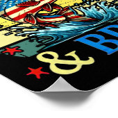 4th of July Retro Gevist Rood Wit &amp; Bruh Ame Poster (Hoek)