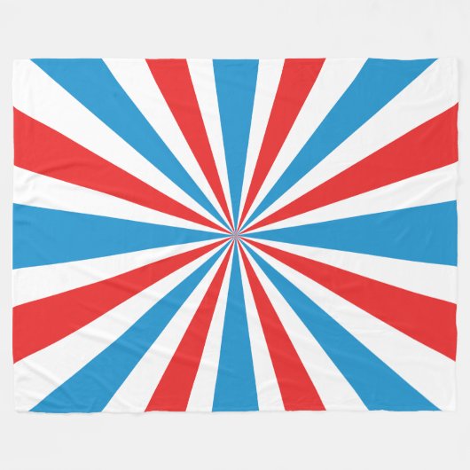 4th Of July Rood, Wit, En Blauw Sunburst Fleece Deken (Voorkant (Horizontaal))