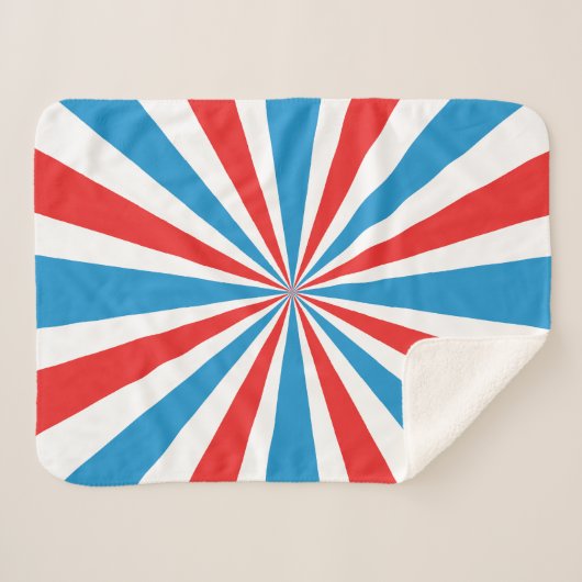 4th Of July Rood, Wit, En Blauw Sunburst Sherpa Deken (Voorkant (horizontaal))