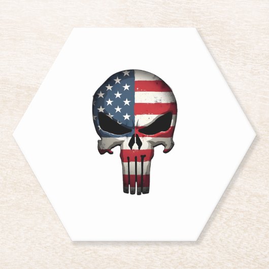 4th Of July Shirt For Women Men American Flag Skul Kartonnen Onderzetters (Voorkant)