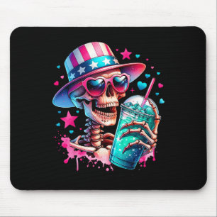 4th of July Skeleton Retro Trendy Mom Schedel Mama Muismat