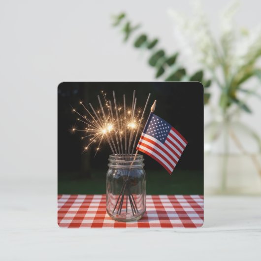 4th of July Sparklers and Flags Kaart (Staand voorkant)