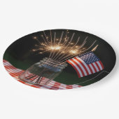 4th of July Sparklers With American Flag Papieren Bordje (Gekanteld)
