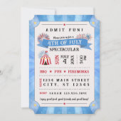 4th Of July Spectacular Ticket Invitation (Blue) Kaart (Voorkant)