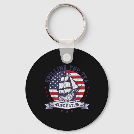 4th of July Spilling The Tea Since 1773 History Te Sleutelhanger (Voorkant)