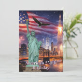 4th of July Statue of Liberty Rocket USA 250th Kaart (Staand voorkant)