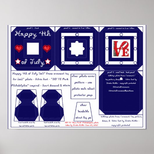 4th of July Stof Font Love Park Photo Lijst Poster (Voorkant)