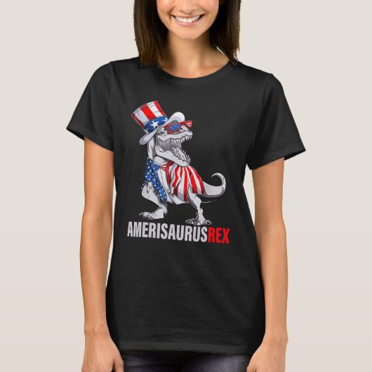 4th of July T Rex Dinosaur Amerisaurus Rex Boys Ki T-shirt (Voorkant)