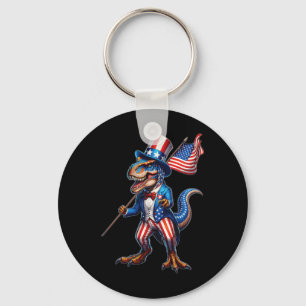 4th of July T-rex USA Patriottische Amerikaanse Vl Sleutelhanger