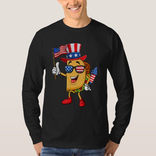4th Of July Taco Sunglasses American Flag Firework T-shirt (Voorkant)