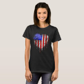 4th Of July Us American Flag Heart For Independenc T-shirt (Voorkant volledig)