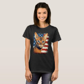 4th Of July US Flag Abyssinian Cat 1 T-shirt (Voorkant volledig)