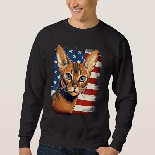4th Of July US Flag Abyssinian Cat 1 Trui (Voorkant)