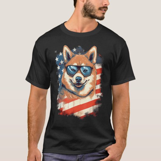 4th Of July US Flag Akita Dog 2 T-shirt (Voorkant)