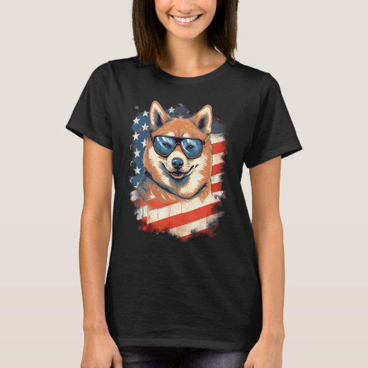 4th Of July US Flag Akita Dog 2 T-shirt (Voorkant)