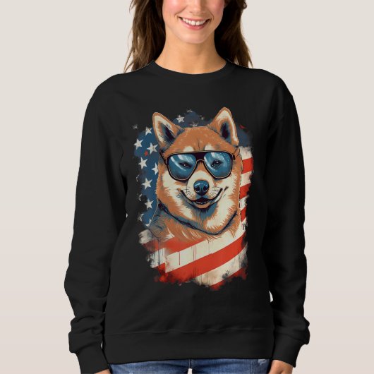 4th Of July US Flag Akita Dog 2 Trui (Voorkant)