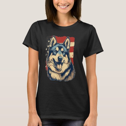 4th Of July US Flag Akita Dog T-shirt (Voorkant)