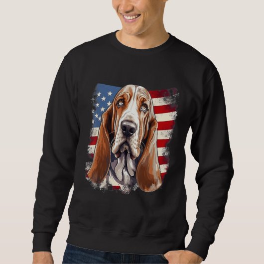 4th Of July US Flag Basset Hound Dog Trui (Voorkant)