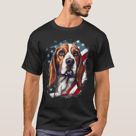 4th Of July US Flag Beagle Dog 1 T-shirt (Voorkant)
