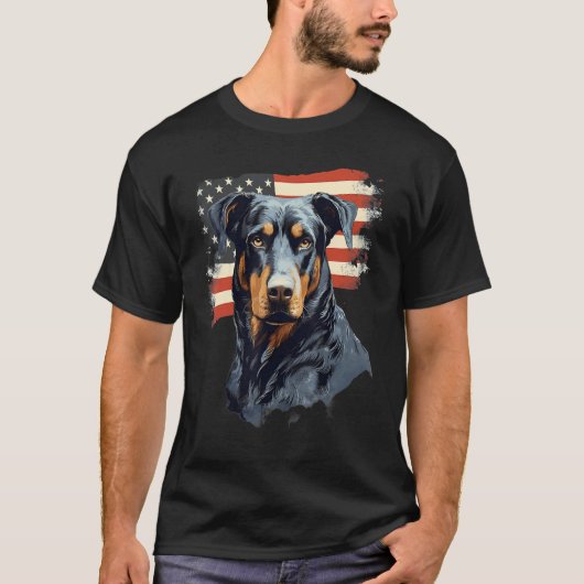 4th Of July US Flag Beauceron Dog T-shirt (Voorkant)