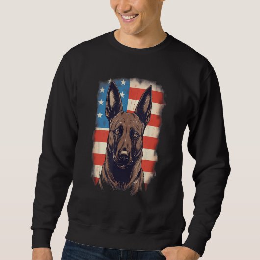 4th Of July US Flag Belgian Malinois Dog Trui (Voorkant)