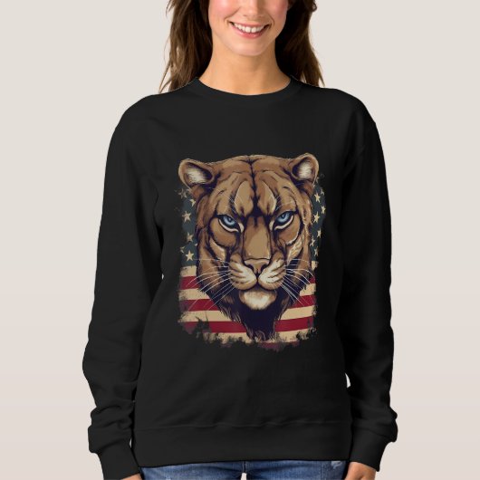 4th Of July US Flag Cougar Trui (Voorkant)