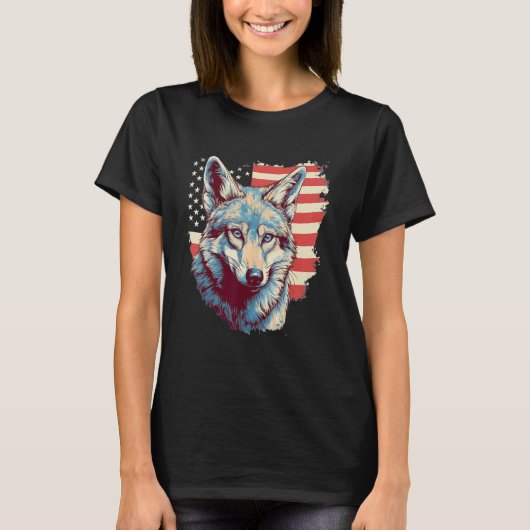 4th Of July US Flag Coyote T-shirt (Voorkant)
