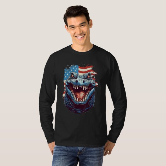 4th Of July US Flag Crocodile T-shirt (Voorkant volledig)