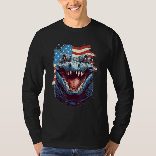 4th Of July US Flag Crocodile T-shirt (Voorkant)