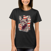 4th Of July US Flag Devon Rex Cat T-shirt (Voorkant)