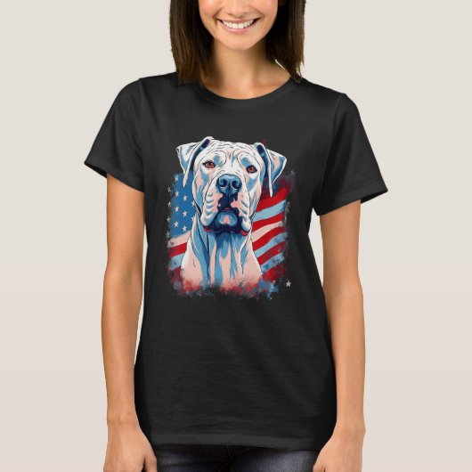 4th Of July US Flag Dogo Argentino Dog 1 T-shirt (Voorkant)