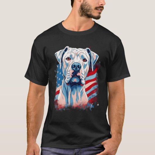 4th Of July US Flag Dogo Argentino Dog 1 T-shirt (Voorkant)