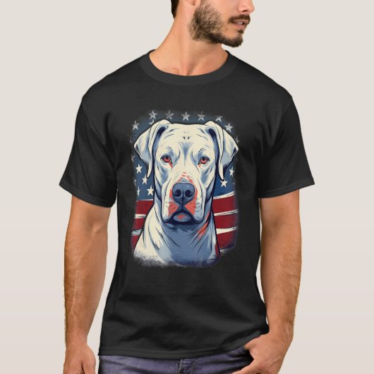 4th Of July US Flag Dogo Argentino Dog T-shirt (Voorkant)