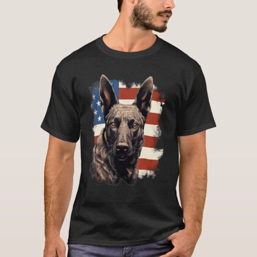 4th Of July US Flag Dutch Shepherd Dog 1 T-shirt (Voorkant)