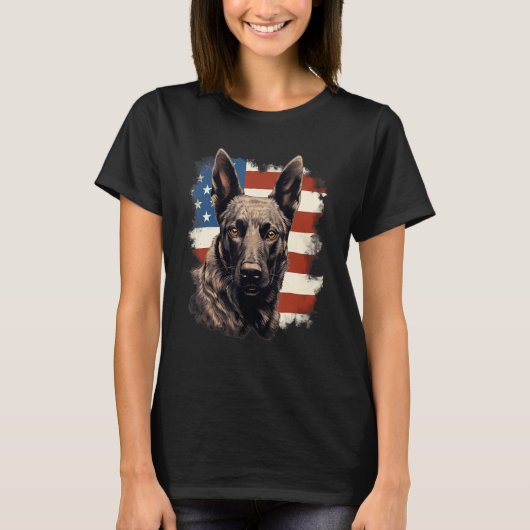 4th Of July US Flag Dutch Shepherd Dog 1 T-shirt (Voorkant)