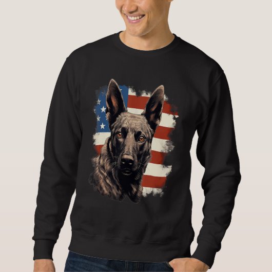 4th Of July US Flag Dutch Shepherd Dog 1 Trui (Voorkant)