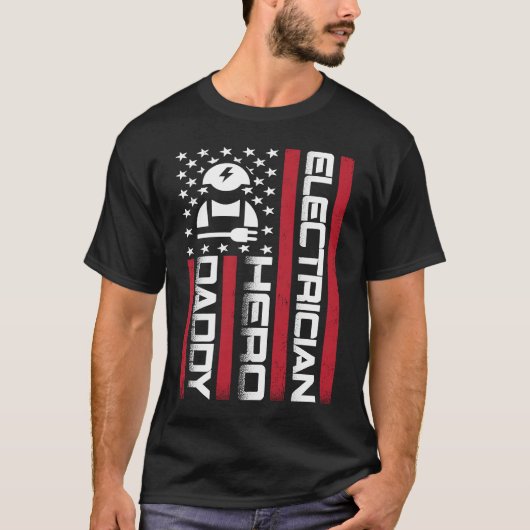 4th of July US Flag Electrician Dad Father's Day T-shirt (Voorkant)