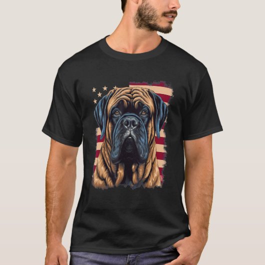 4th Of July US Flag English Mastiff Dog T-shirt (Voorkant)