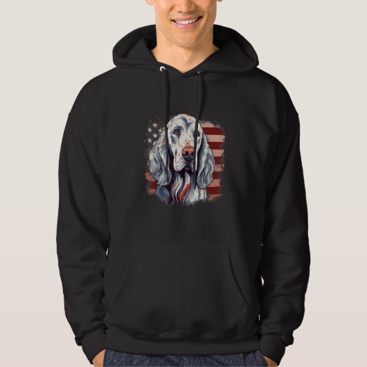 4th Of July US Flag English Setter Dog Hoodie (Voorkant)