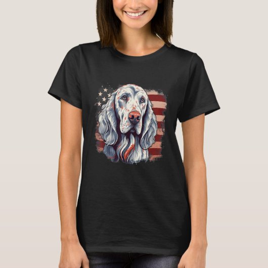 4th Of July US Flag English Setter Dog T-shirt (Voorkant)