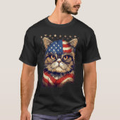 4th Of July US Flag Exotic Shorthair Cat T-shirt (Voorkant)