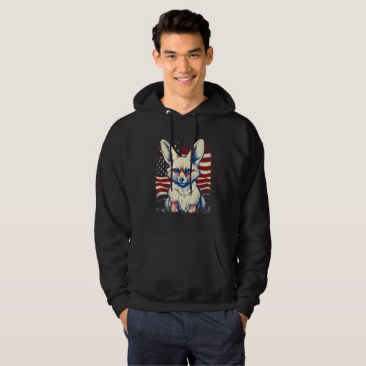 4th Of July US Flag Fennec Fox Hoodie (Voorkant volledig)