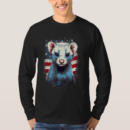 4th Of July US Flag Ferret 1 T-shirt (Voorkant)